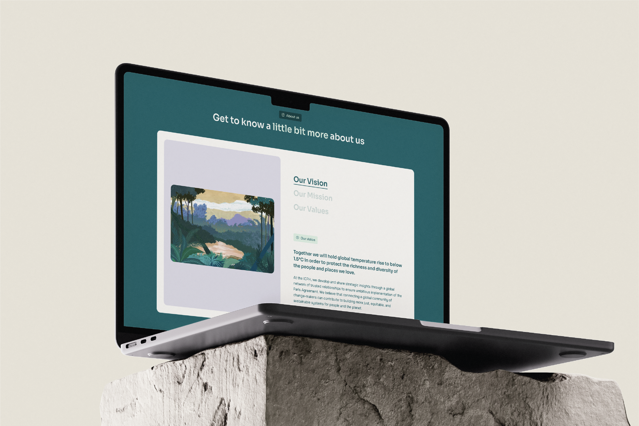 Laptop displaying a webpage titled 