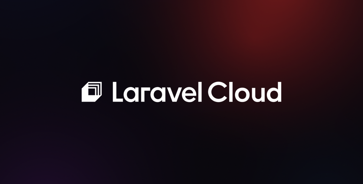 Logo for Laravel Cloud with a minimalist design on a dark blurred background.