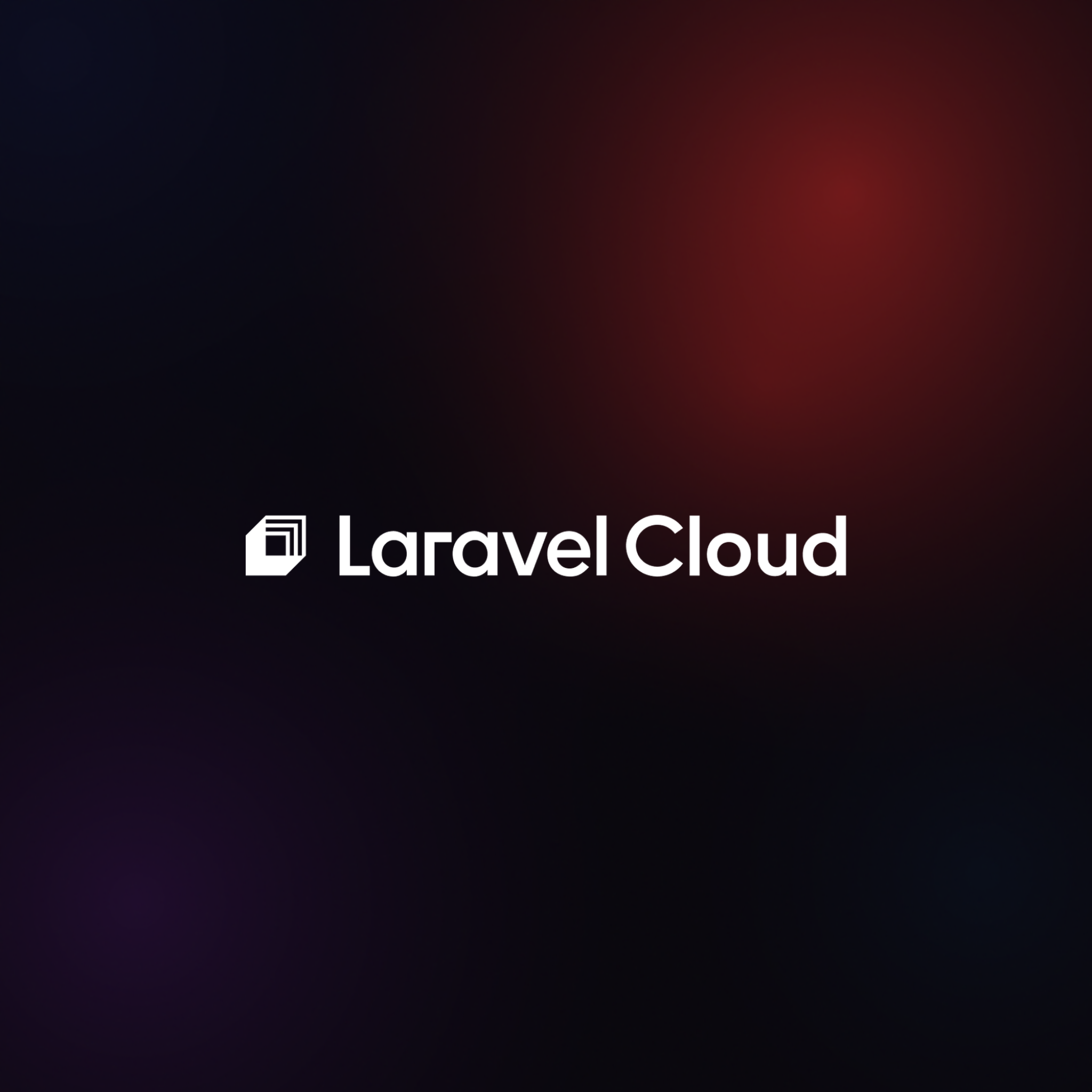 The logo for Laravel Cloud displayed on a dark, gradient background with subtle color variations.