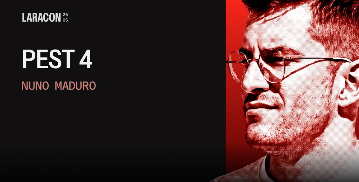 A graphic featuring Nuno Maduro, with his profile on a red background, promoting a session titled 