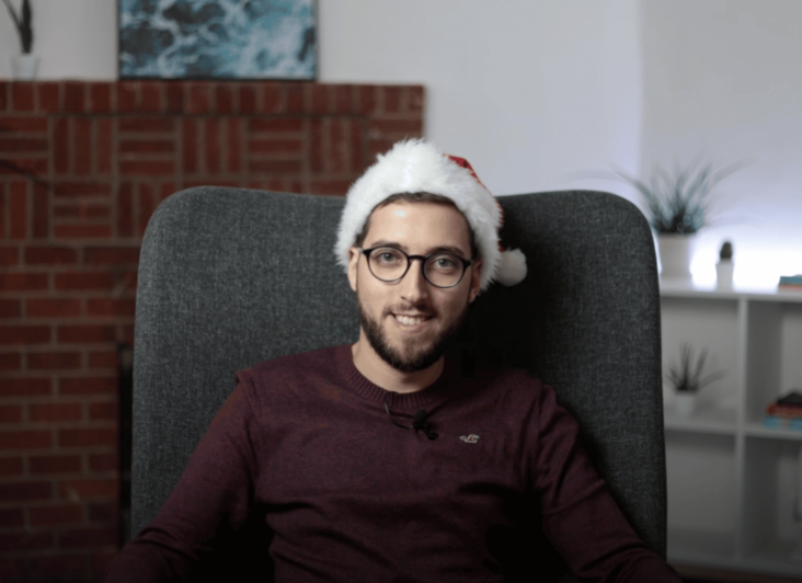 Person wearing a santa hat
