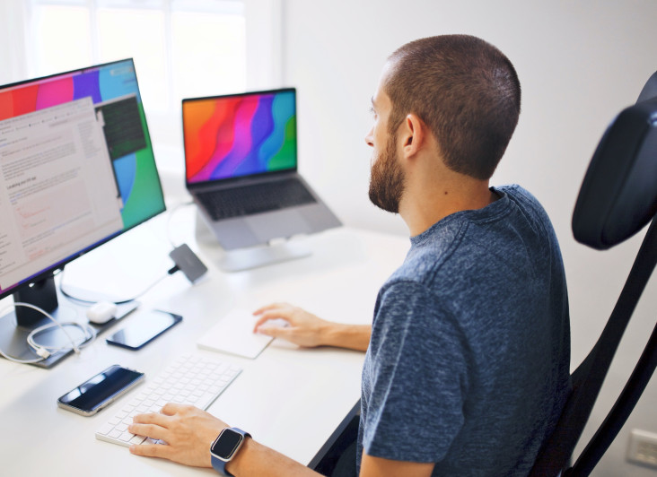 A person at his desk