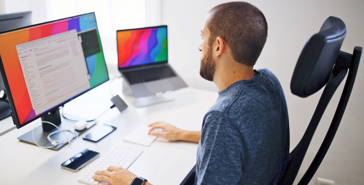 A person at his desk