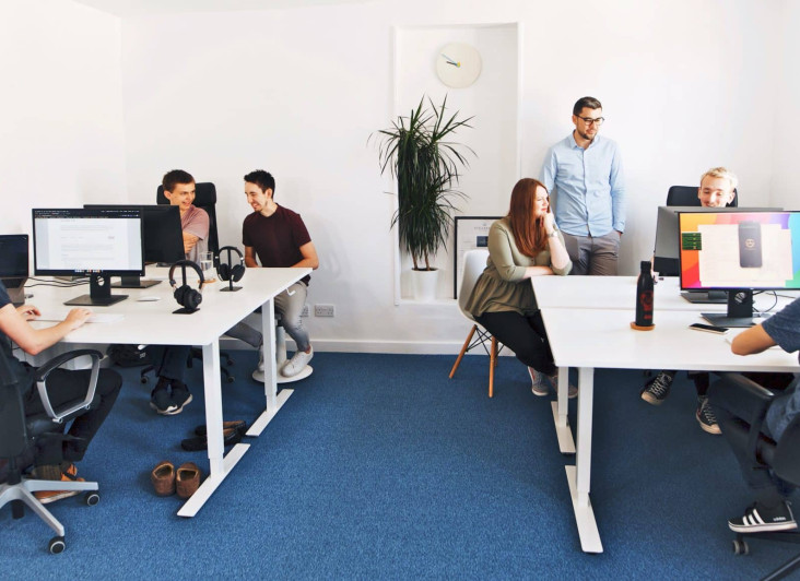 A group of people at an office